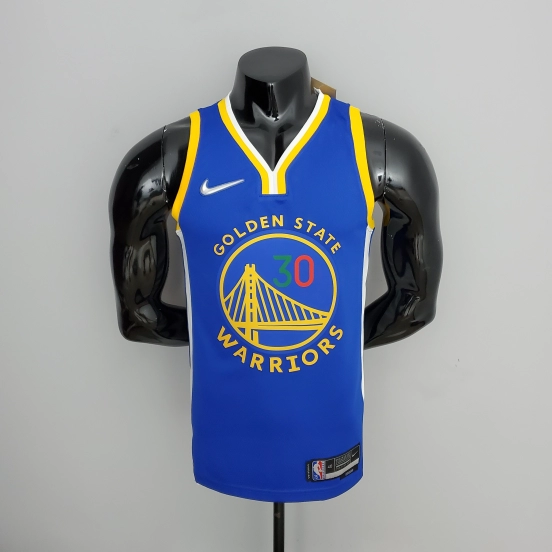 75th Anniversary Golden State Warriors Curry #30 Mexico Edition Blue NBA Jersey