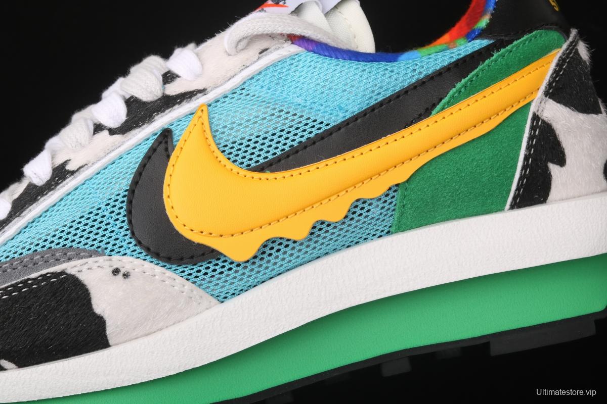 Ben & Jerry's x Sacai x NIKE LVD Waffle Daybreak co-signed catwalk style double hook Swoosh running shoes CN8899-006