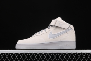 NIKE Air Force 1x 07 Mid air force light blue gray suede 3m reflective Zhongbang leisure board shoes 315123-002