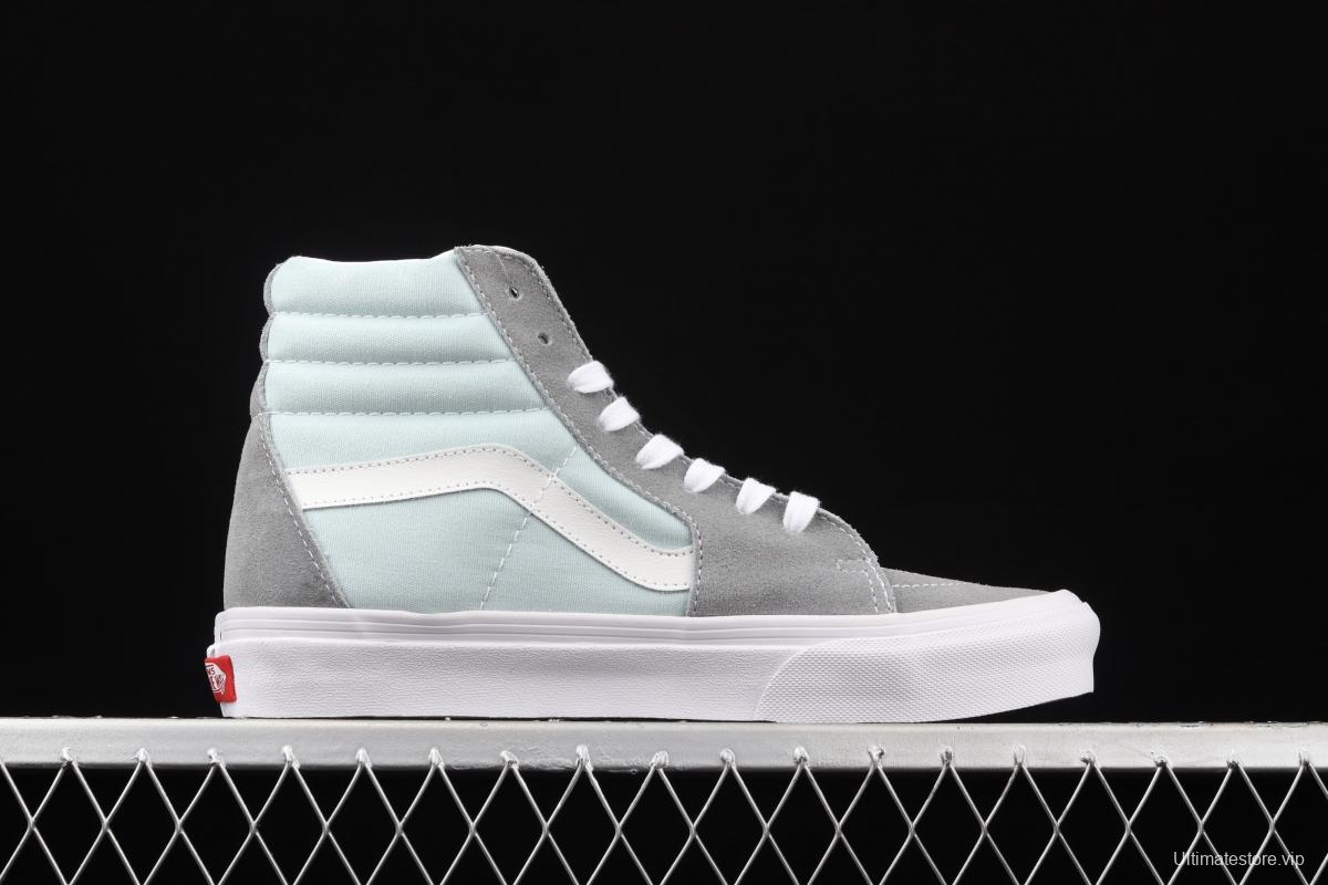 Vans Sk8-Hi gray and blue color side stripes high-top sports shoes VN0A32QG4FY