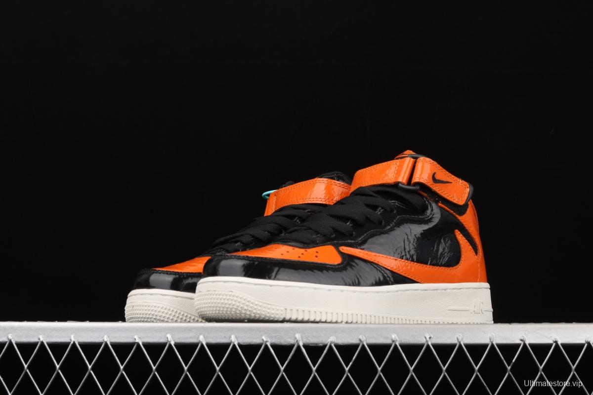 NIKE Air Force 11607 Mid in the help / retractor lacquered leather black orange 804609-188