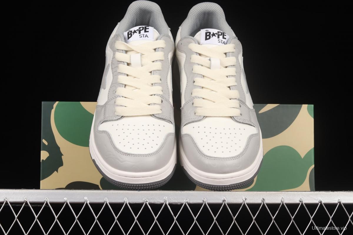 Human MAdidase Bape Sta Sk8 To Nigo trend godfather Nigo brand ape head classic skateboard shoes 1G801009I white gray