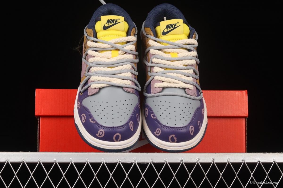 NIKE DUNK Low Retro Vibe style old deconstructed shoelace purple-brown beige white SB low-top sports leisure board shoes DD1391-700