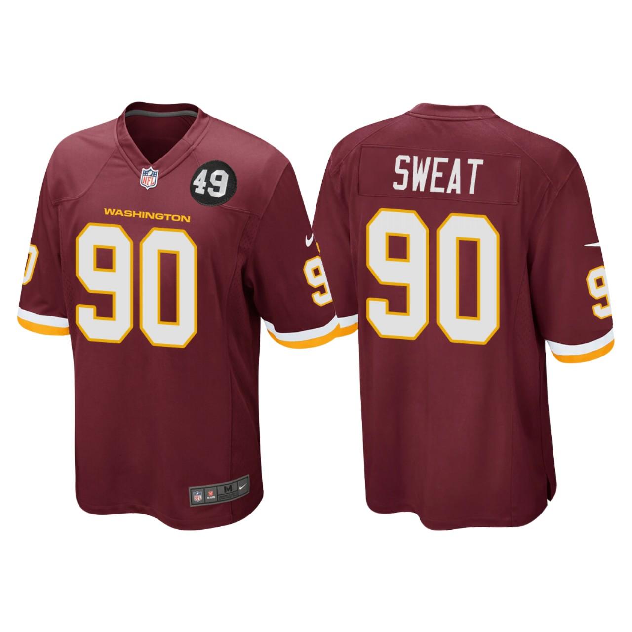 Men's #90 Montez Sweat Burgundy Bobby Mitchell Uniform Patch Player Limited Team Jersey