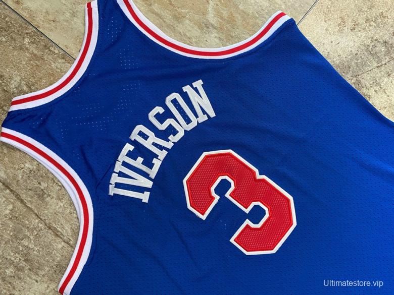 Men's Allen Iverson Blue Retro Classic Team Jersey