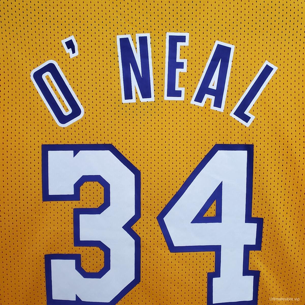 Mitchellness Lakers Yellow No. 34 O'Neial Retro Mesh Short Sleeve