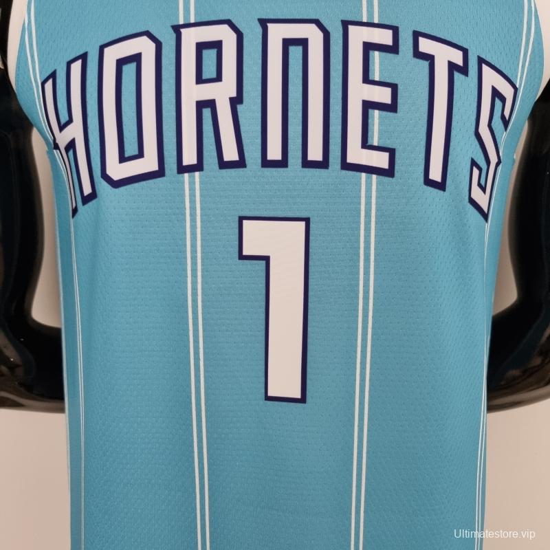 75th Anniversary Ball #1 Charlotte Hornets Blue NBA Jersey