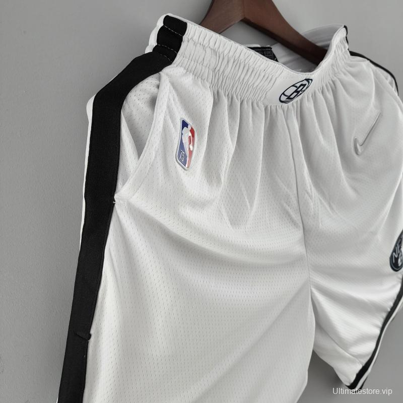 75th Anniversary Brooklyn Nets White NBA Shorts