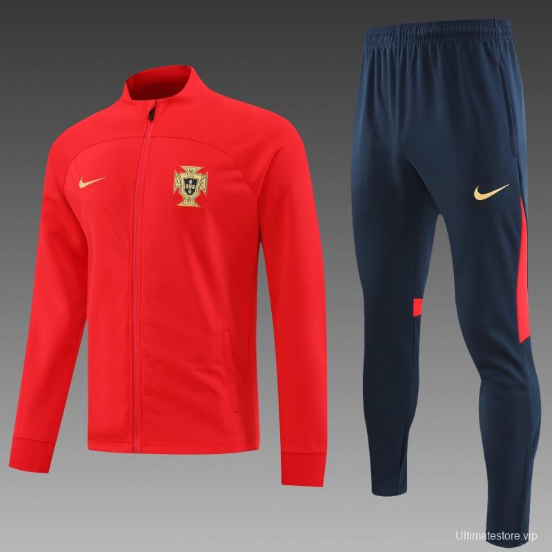 2022 Portugal Red Full Zipper Tracksuit