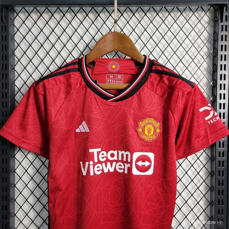 23-24 Kids Manchester United Home Set