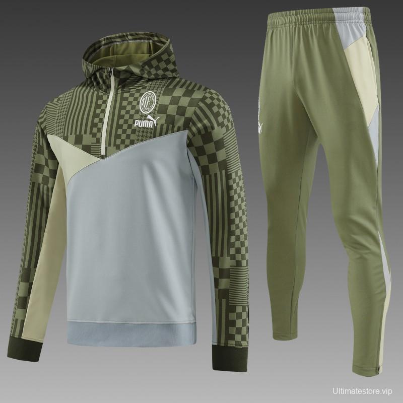23/24 PUMA Green Grey Hoodie Half Zipper Jacket+Pants