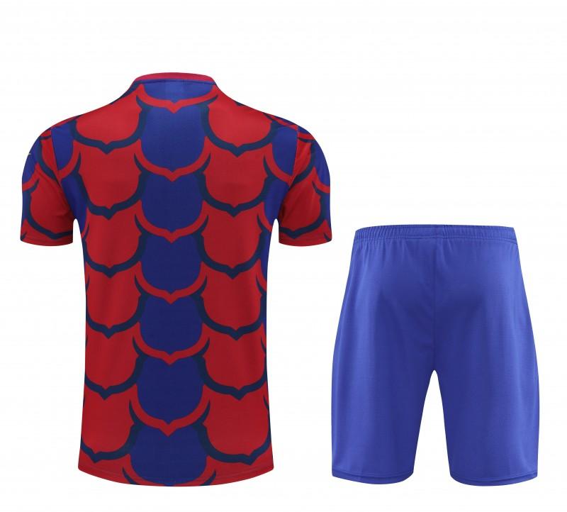 23/24 Barcelona Academy Pro Pre-Match Blue Cotton Short Sleeve Jersey+Shorts