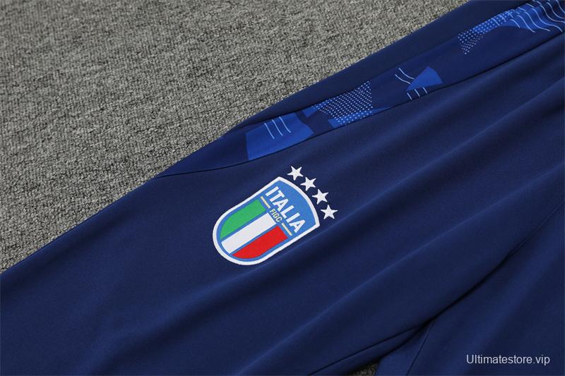 2024 Italy Navy Half Zipper Jacket+Long Pants