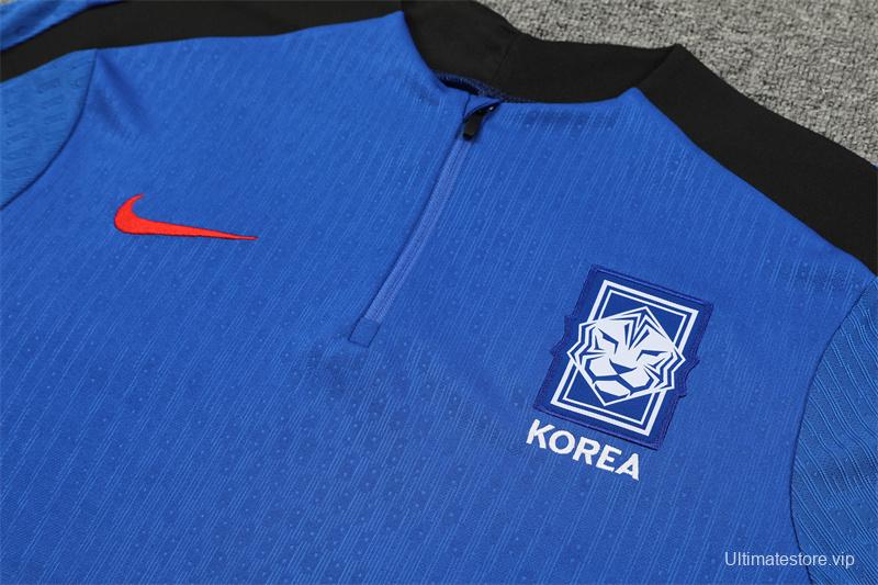 2024 South Korea Blue Half Zipper Jacket+Long Pants