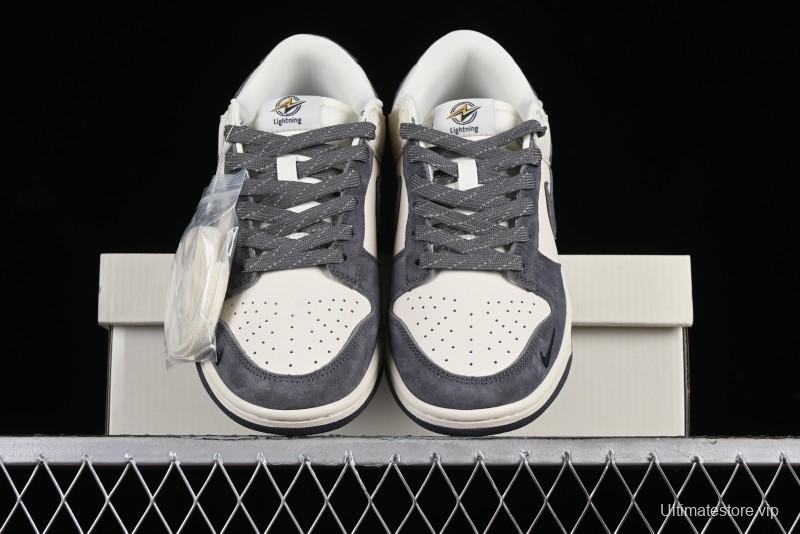 Nike SB Dunk Low Lightning Collaboration - Off White Navy Blue Small Blue Swoosh Anniversary High-End Custom Low-Top Casual Sneakers - XD1688-032