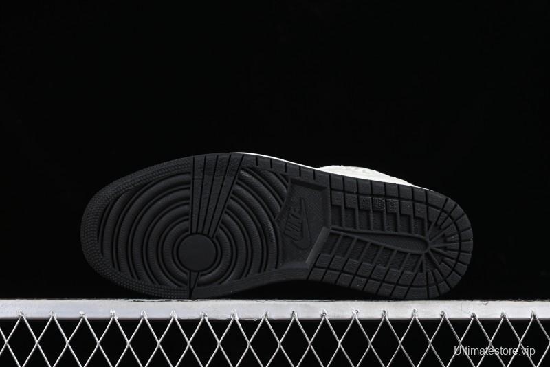 Nike Travis Scott x Fragment Design x Jordan Air Jordan 1 Low OG SP AJ1 LV Black Denim Print Low-Top Casual Sneakers - SJ2068-008