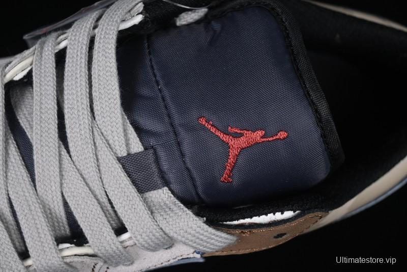 Nike Air Jordan 1 Low Retro Basketball Shoes with Panda Mischief Skyline Design - 553558-154