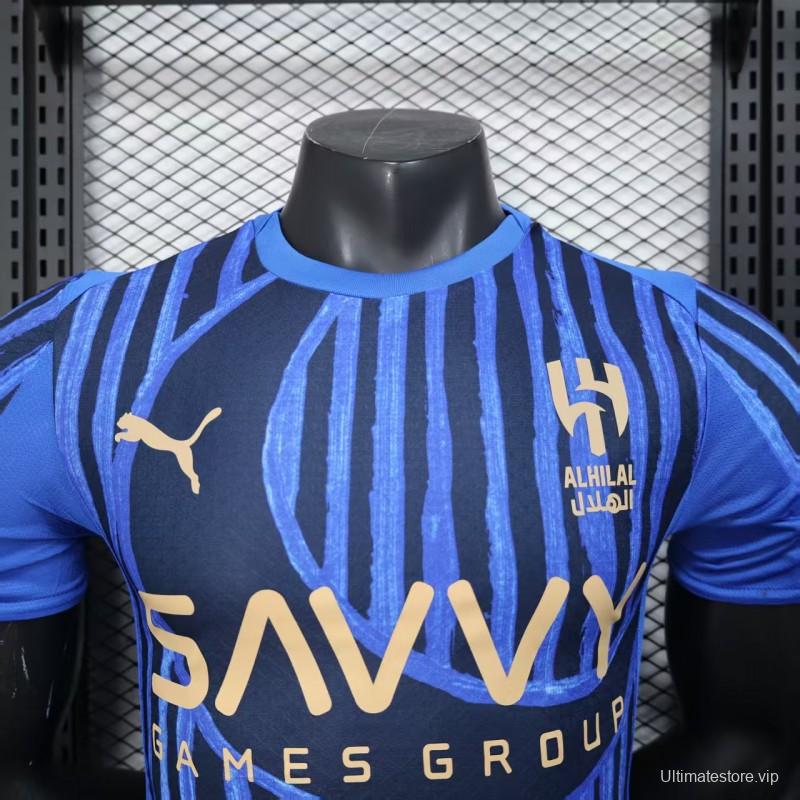 Player Version 25/26 Al Hilal Home Blue with Vertical Stripes Jersey