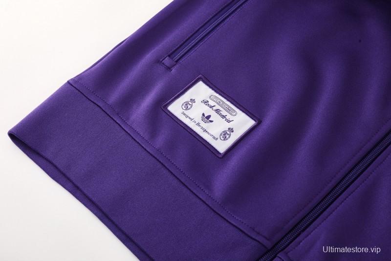 25/26 Real Madrid Purple Full Zipper Jacket +Long Pants