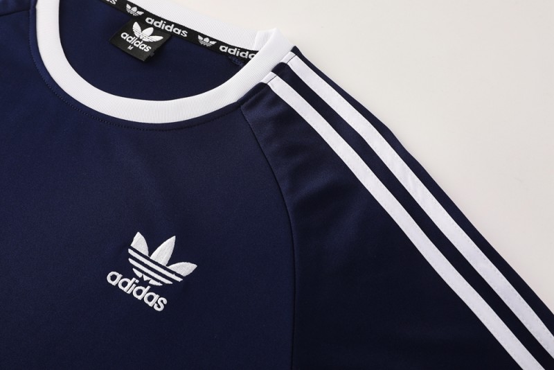 2025 Adidas Originals Long Sleeve T-Shirt Collection - Navy/White/Black with 3-Stripes