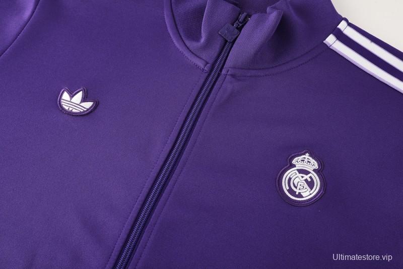 25/26 Real Madrid Purple Full Zipper Jacket +Long Pants