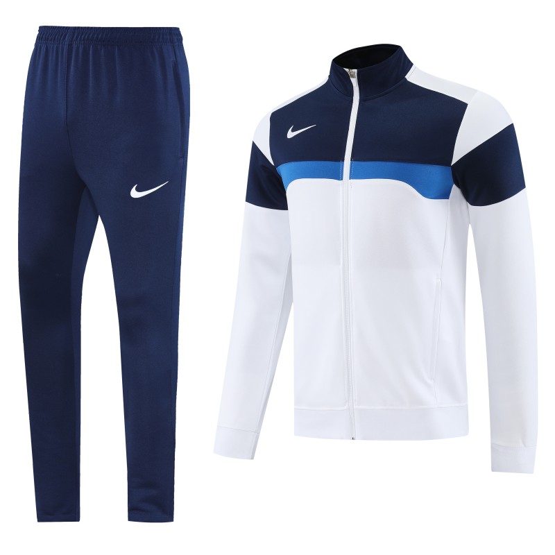 2025 Nike White/Navy Full Hoodie Zipper Jacket +Long Pants