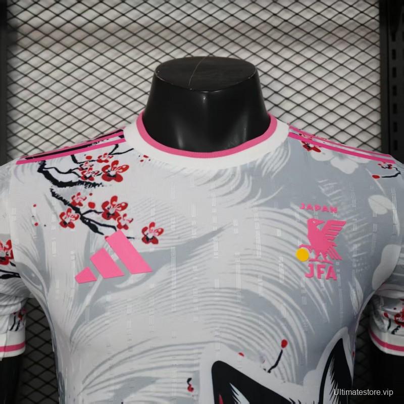 Player Version 2025 Japan White with Fox and Cherry Blossom Pattern Jersey