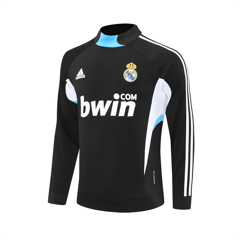 Retro 08/09 Real Madrid Black Half Zipper Jacket