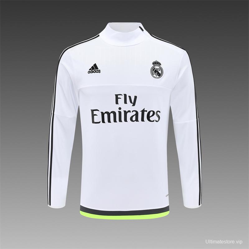 Retro 15/16 Real Madrid White Half Zipper Jacket