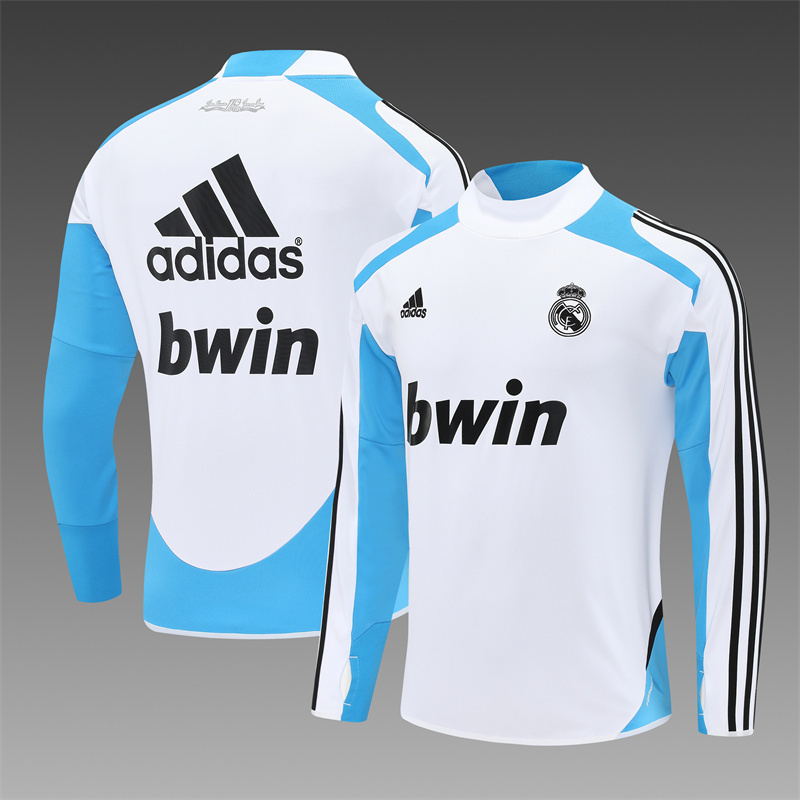 Retro 12/13 Real Madrid White/Blue Half Zipper Jacket