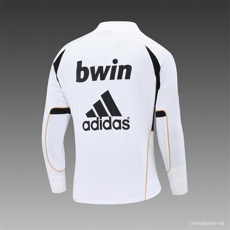 Retro 11/12 Real Madrid White Half Zipper Jacket