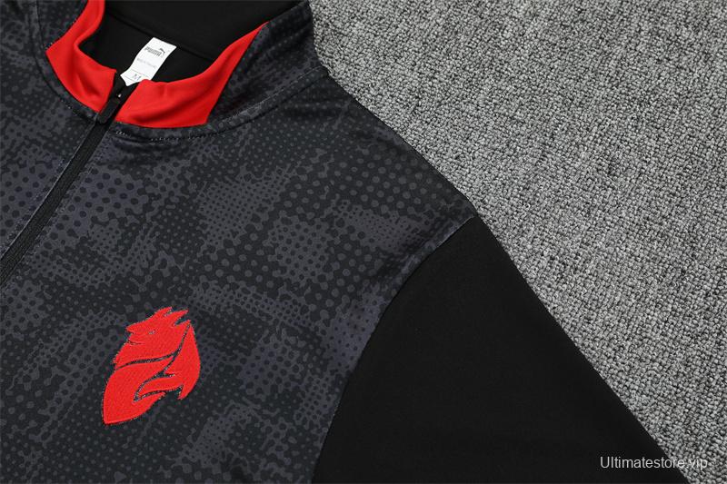 25/26 AC Milan Black Camouflage Half Zipper Jacket+Long Pants