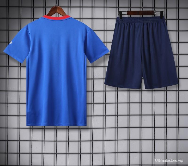 25/26 PSG Red/Blue Short Sleeve Jersey+Shorts