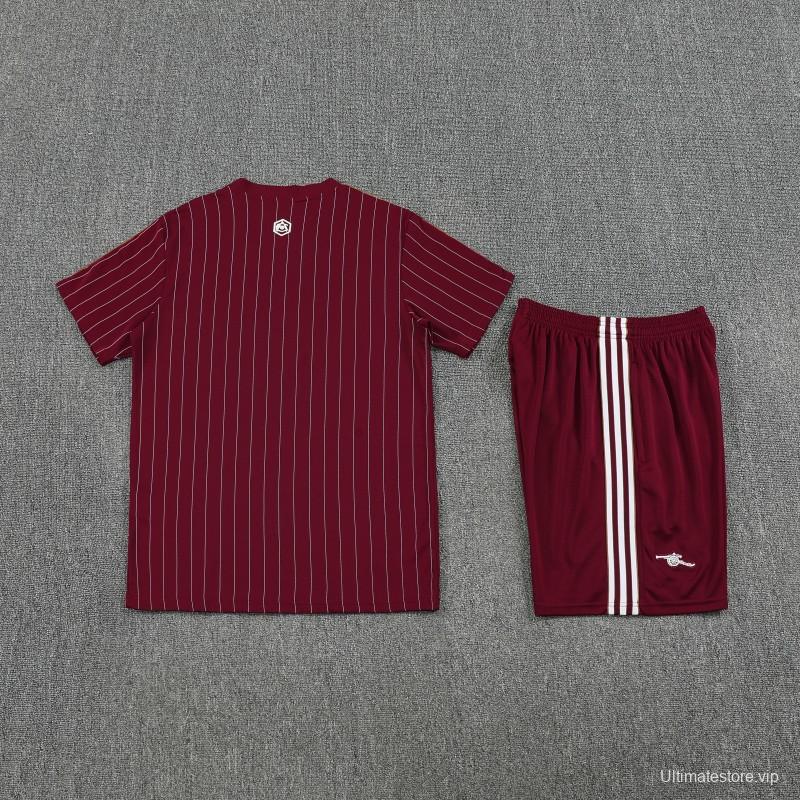 25/26 Arsenal Adidas Original Wine Short Sleeve Jersey+Shorts