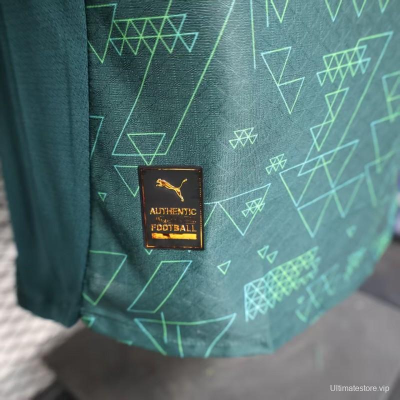 25/26 Player Version  Manchester City Third Dark Green with Geometric Triangle Pattern Jersey