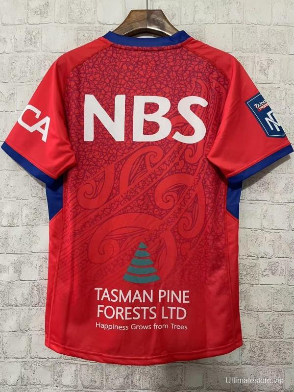 25/26 Tasman Mako Red with Maori Tribal Pattern Jersey