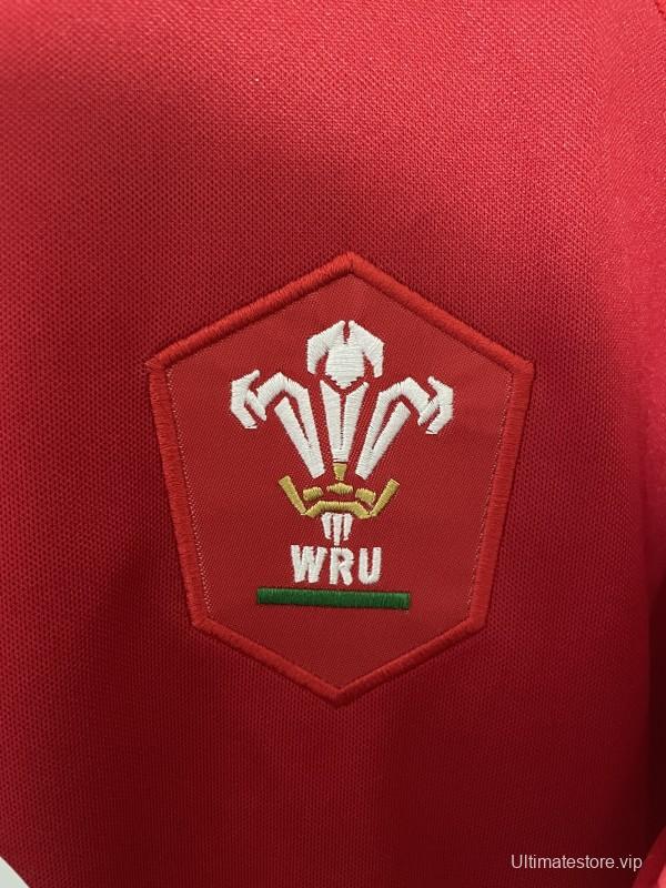 2025 Wales Red with Tonal Wave Pattern Home Jersey