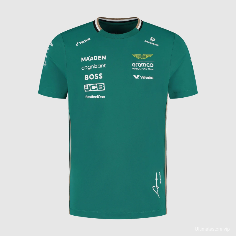 2025 F1 Aston Martin Aramco F1 Team Dark Green with Gold Trim Jersey #14  Aramco