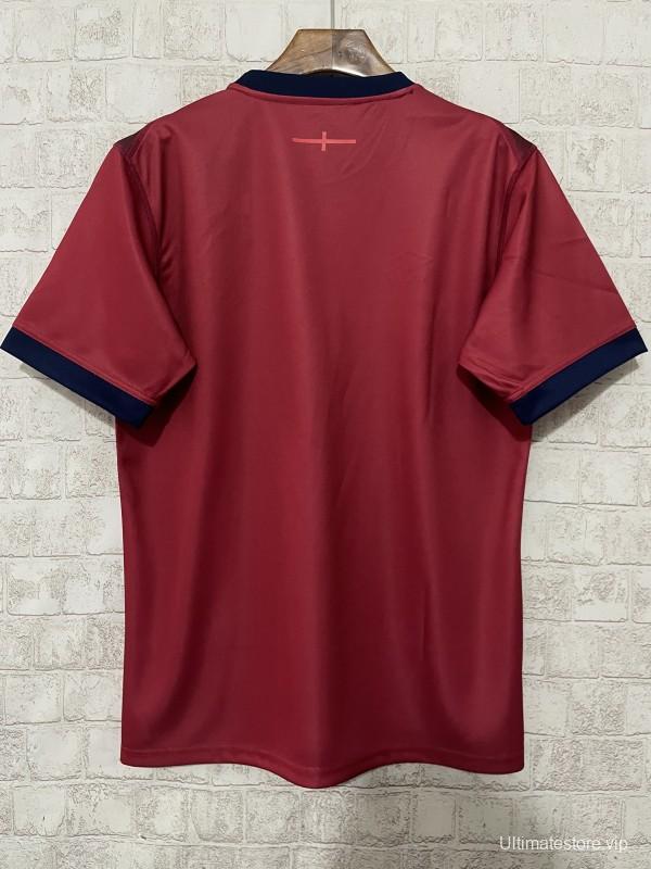 2026 England Burgundy with Geometric Pattern and Heritage Graphics Jersey