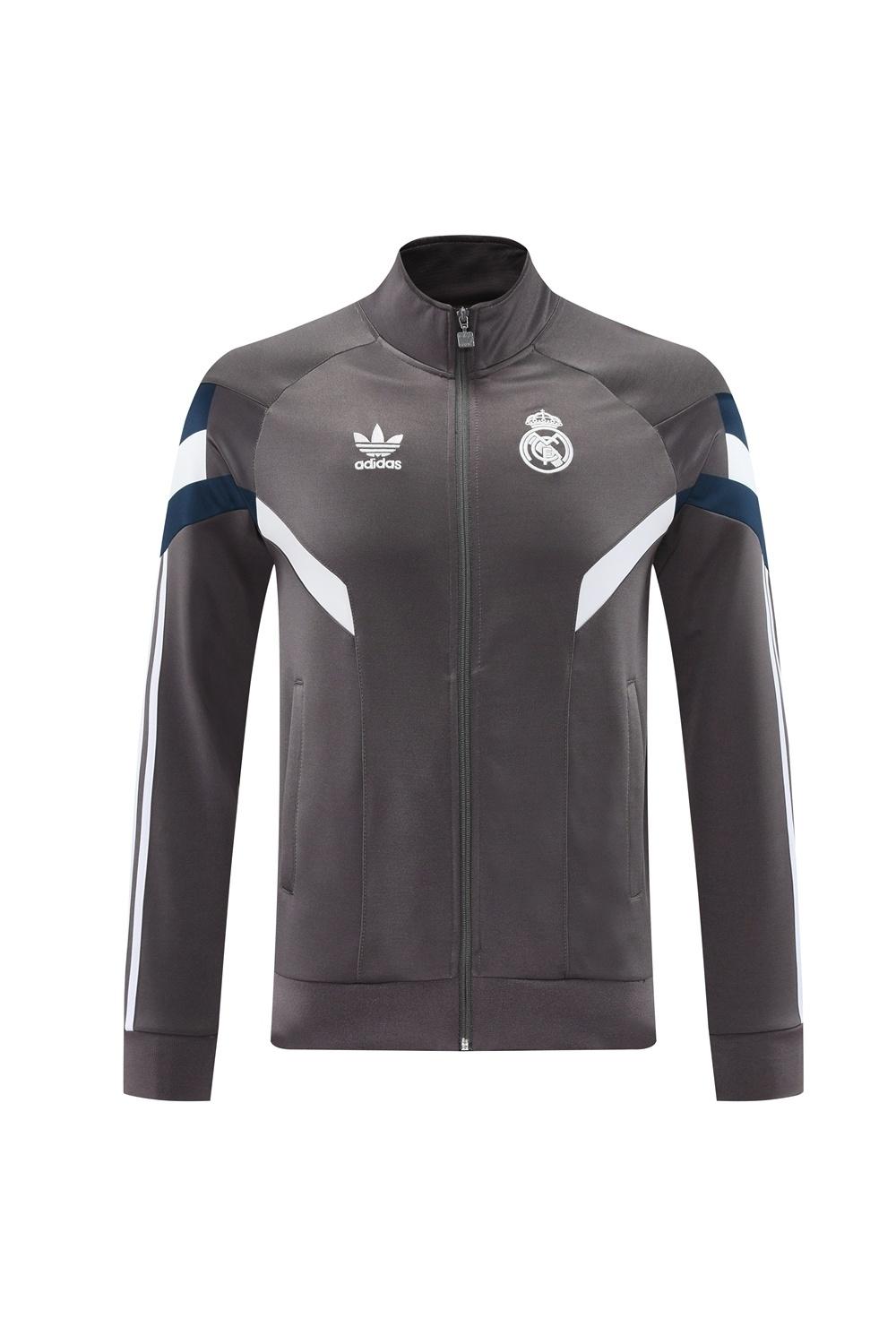 25/26 Real Madrid Light Grey Full Zipper Jacket+Long Pants