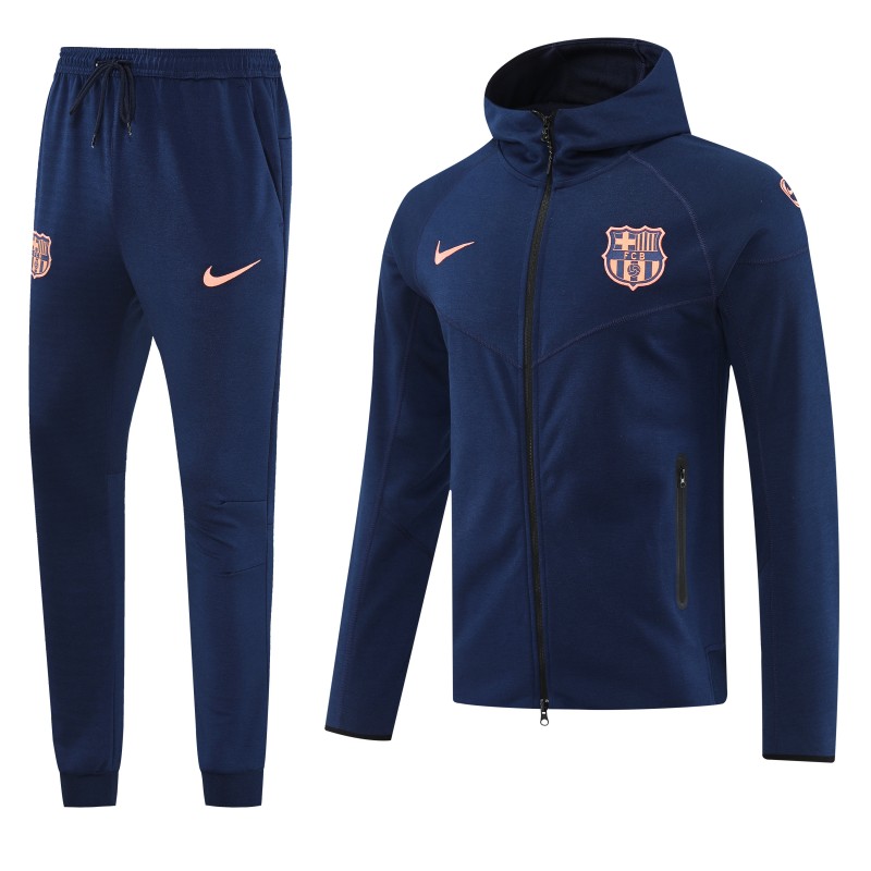25/26 Barcelona 01 Royal Blue Hoodie Full Zipper Jacket+Long Pants