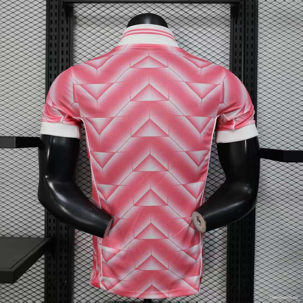 Retro Player Version  1988/89 Real Madrid Third Pink with Geometric Chevron Pattern Jersey