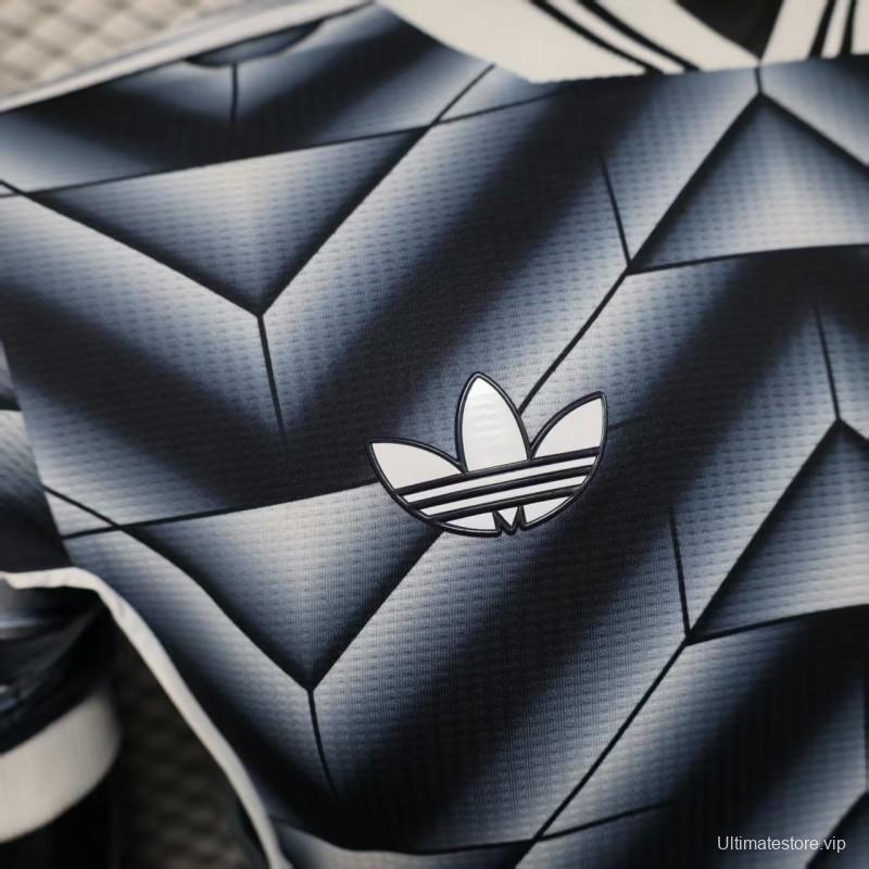 Retro Player Version  1988/89 Real Madrid Third Navy Blue with 3D Geometric Chevron Pattern Jersey