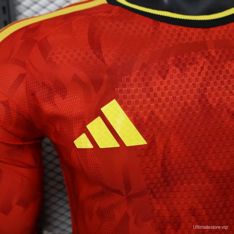 Player Version 2026 Belgium Home Red Long Sleeve Jersey