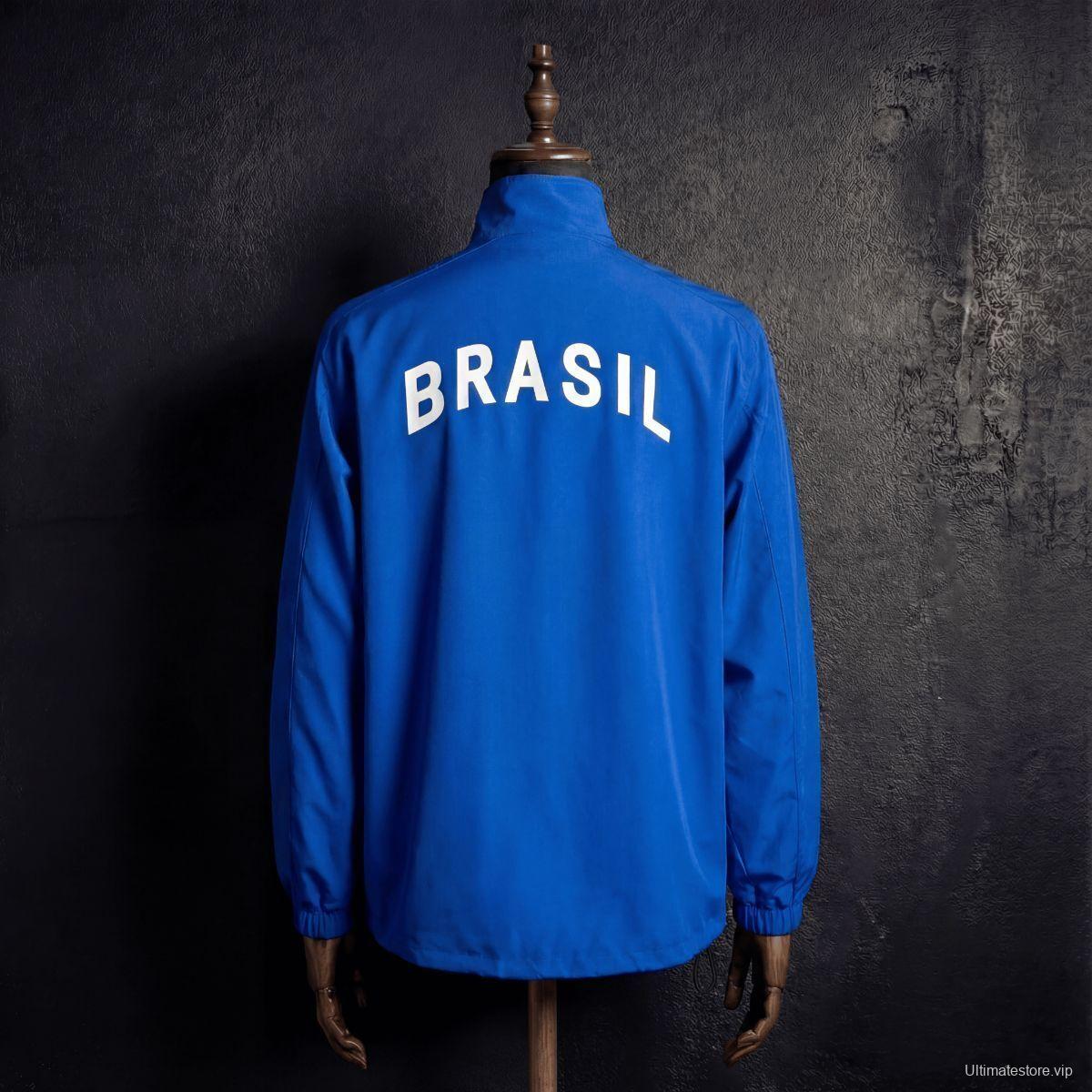 1998 Vintage Style Brazil Blue Jacket Windbreaker