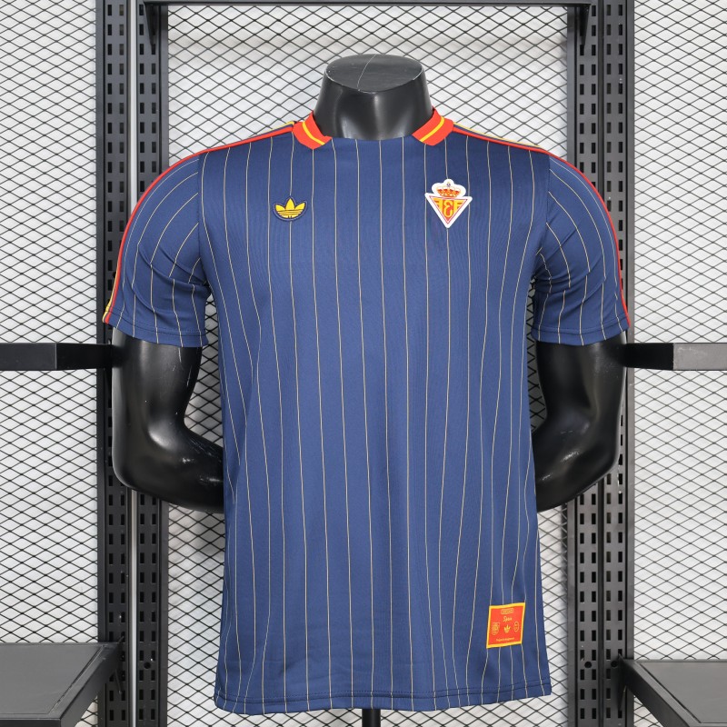 2026 Player Version Spain Navy Blue with Thin Yellow Pinstripes Jersey