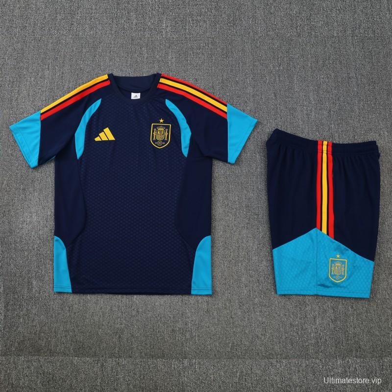 26/27 Spain Navy Blue Short Sleeve+Soccer Shorts