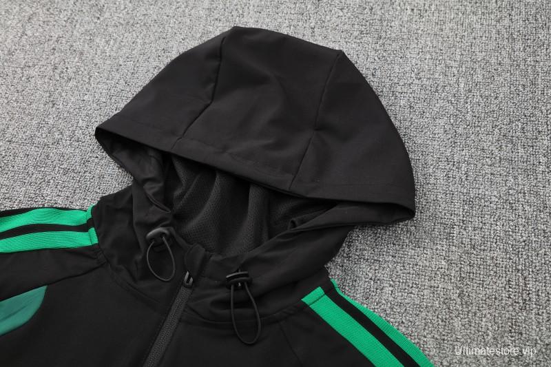 26/27  Mexico Black & Dark Green Full Zipper Hooded Jacket Tracksuit + Long Pants
