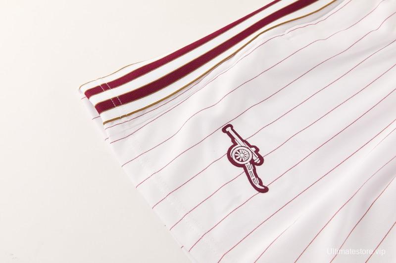 26/27 Arsenal  White Pinstripe Short Sleeve+Soccer Shorts