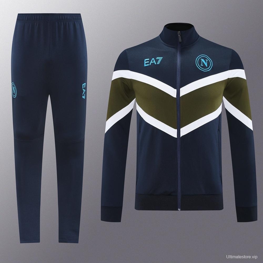 26/27 Napoli Navy Blue  Full Zipper Jacket Tracksuit + Long Pants